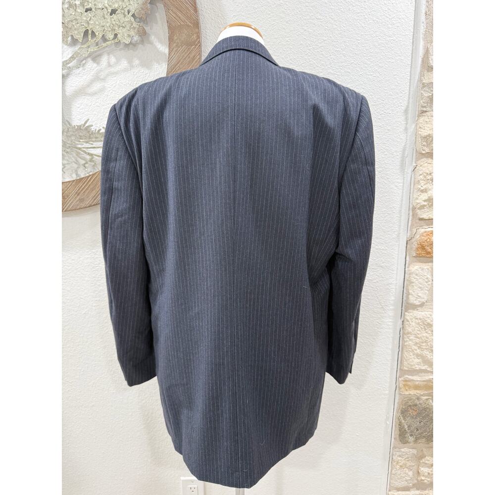 Cerruti 1881 Italian Pure Wool Pinstriped Suit Jacket Sport Coat Navy Blue 52 - Picture 4 of 7